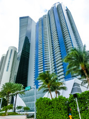 Fototapeta na wymiar Miami Beach in Florida with luxury apartments and waterway