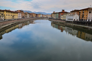 Fototapeta na wymiar Arno River - Pisa, Italy - Afternoon 1
