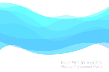 Blue white abstract transparent wave. Upper bottom blank space background. Light dark gradient stained glass wavy cloud, sea, mountains, sky. Gradual change. Transition. Intangible Illustration Vector - obrazy, fototapety, plakaty
