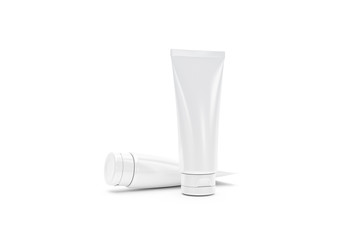 3D Rendering of Blank Cosmetic Product Mock Up Template on White