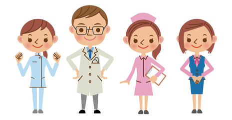 医療スタッフイメージ（医者・看護師・介護士・医療事務）