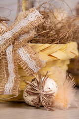 Obraz premium Easter, easter eggs and decorations. Holidays and traditions. handmade decor