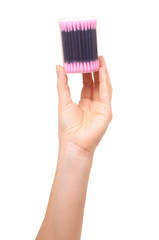 Black and pink ear stick cleaner.