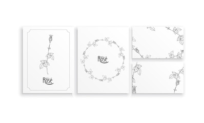 Fototapeta na wymiar set of cards and business cards with graphic floral