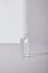 hand sanitizer in spray bottle on white background