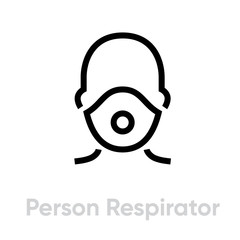Fototapeta premium Person Respirator icon. Editable line vector.