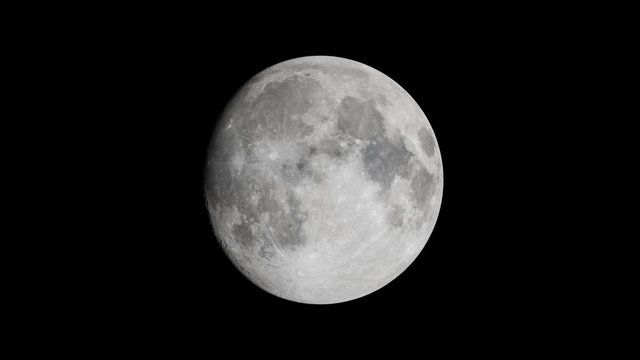 Moon phases loop in dark black sky 