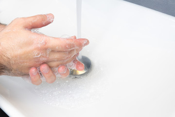 washing hands. Hygiene concept hand detail.