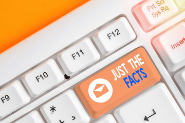Word writing text Just The Facts. Business photo showcasing to have the correct information about...