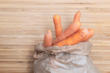 carrots organic vegetable in paper sachet