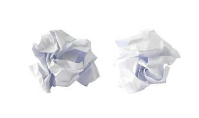 White crumpled paper ball isolated on white background.
