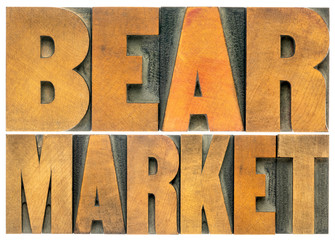 bear market word abstract in wood type