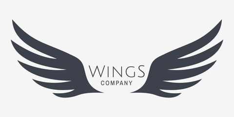 Winged Emblem for Your Company. Wing Silhouette for Tattoo, Logo or Other Symbols