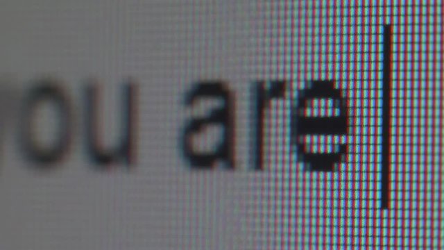 Macro view of phrase typing. You are so beautiful. Compliment.