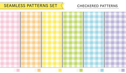 シームレス　ギンガムチェック　パターン　セット