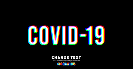 corona virus (covid-19) glitch text effect mockup banner
