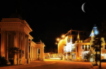 Fototapeta na wymiar the city at moon night
