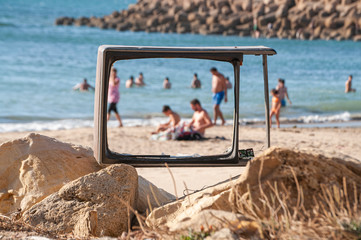 TELEVISION ON THE BEACH OF MOROCCO