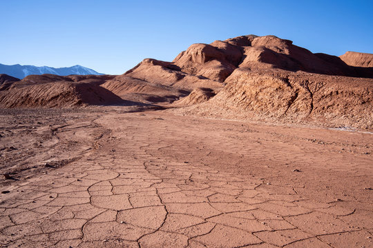 The landscape of a completely red plain in the Puna Salte&ntilde;a