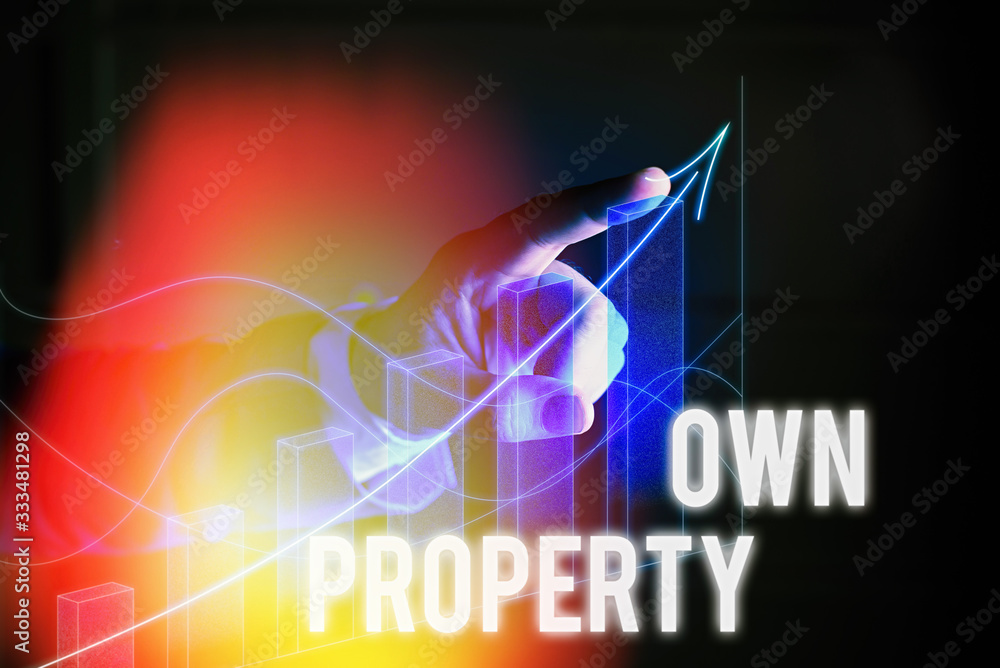 Poster word writing text own property. business photo showcasing things that you own and can take it with y