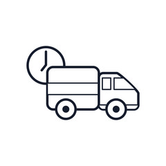 clock and cargo truck icon, line style