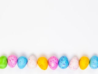Fototapeta premium Collection Perfect colorful handmade mini size easter eggs isolated on a white
