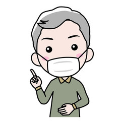 マスクをした年配の男性