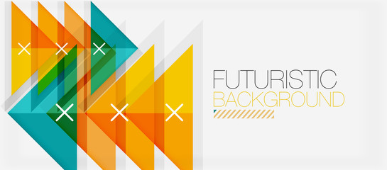 Abstract background, geometric business multicolored paper infographic - triangle frames for text, icons or graphics on light background with copyspace. Vector Illustration For Wallpaper, Banner