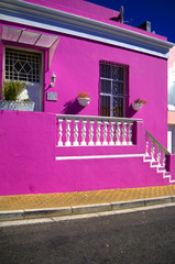 Brightly coloured homes in the historic neighborhood of Bo-Kaap, Cape Town, South Africa