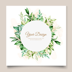 Wedding card template with beautiful floral wreath