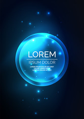 Glowing neon shiny transparent bubbles, glass circles or bio cell concept. Techno futuristic vector abstract background For Wallpaper, Banner, Background, Card, Book Illustration, landing page