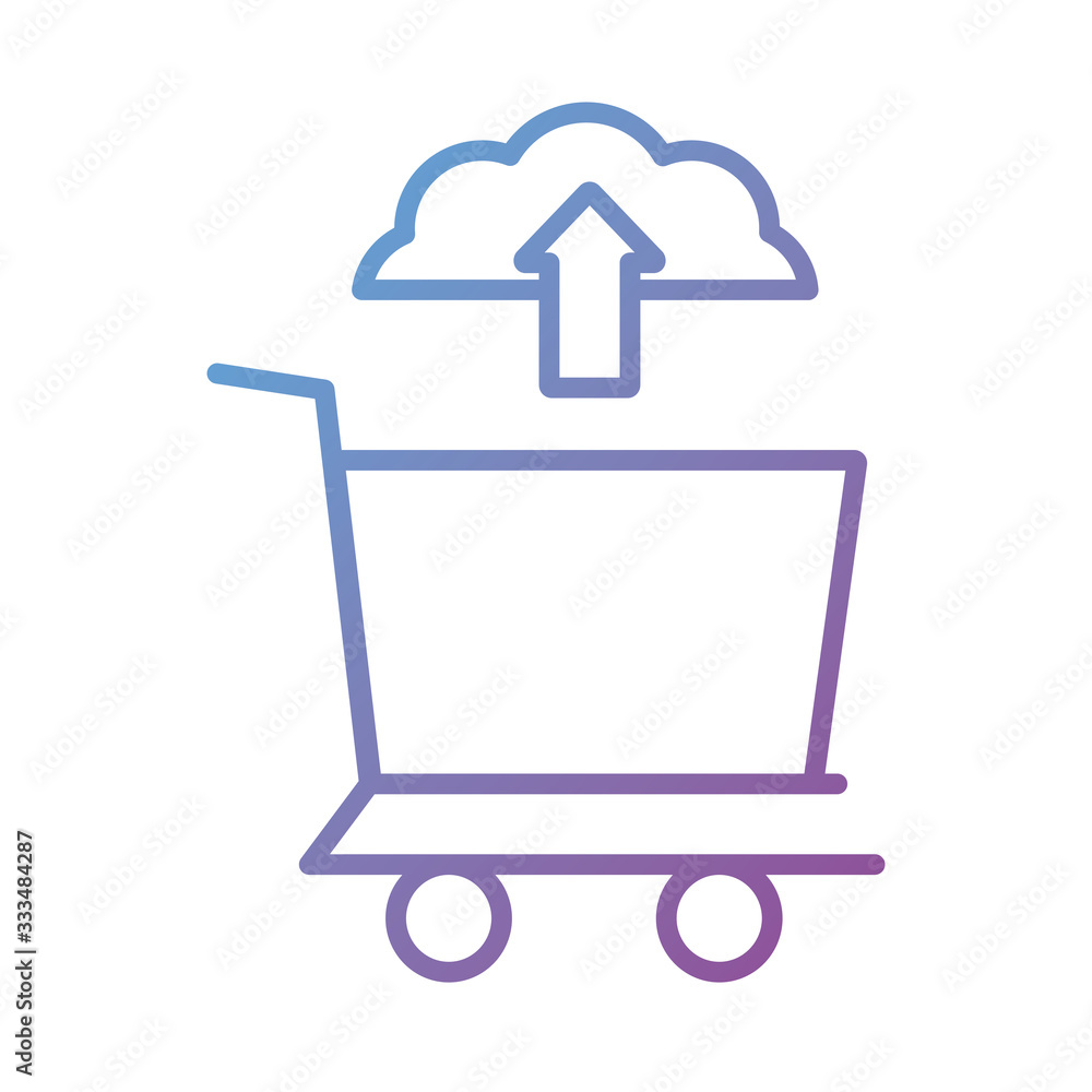 Poster cloud computing with shopping cart payment online line degradient style
