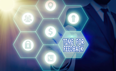 Word writing text Time For Feedback. Business photo showcasing information about reactions to a...