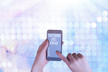 Text sign showing Shutdown Just Ahead. Business photo text closing factory business either short...