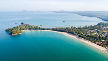 Fototapeta premium Aerial from drone, Landscape of Klong Dao Beach at Lan ta island