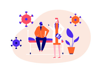 Doctor visiting a patient - flat design style illustration