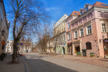 Fototapeta na wymiar Empty street in the Old town of Vilnius