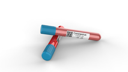 Virus. Corona test. Blood test. 3D rendering.