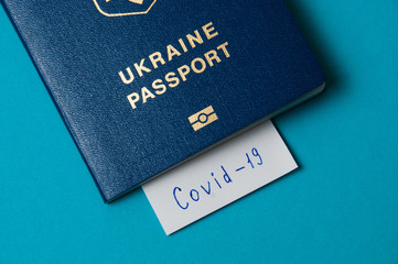 Coronavirus and travel concept. Note the coronavirus COVID-19 and passport. A new outbreak of the corona virus.