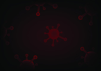 Coronavirus vector in red color and black background. COVID-19 is an infectious disease caused by a new virus.