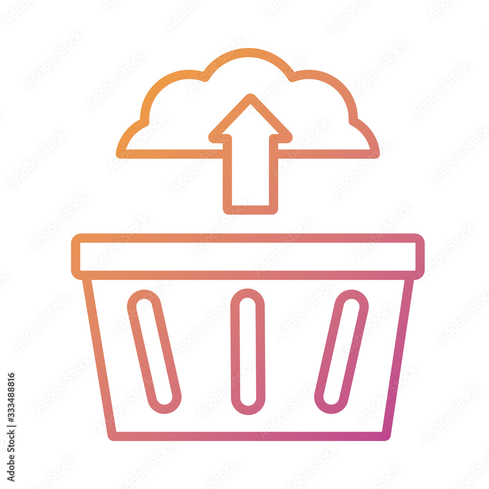 Poster cloud computing with shoping basket payment online line degradient style