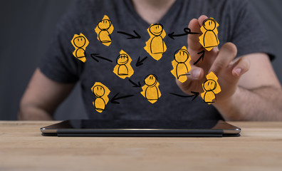 group of people talking in social network.