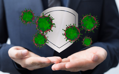 Corona Virus - Microbiology And Virology Concept - 3d protection.