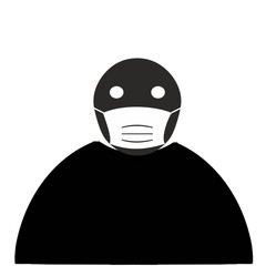 Man wearing a mouth protection to prevent getting sick . Man wearing pollution mask.