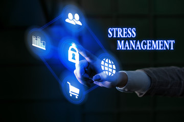 Conceptual hand writing showing Stress Management. Concept meaning method of limiting stress and...