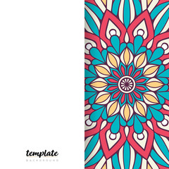 Mandala white background. Round floral ornament