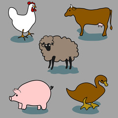 chicken sheep cow pig duck simple to edit pattern