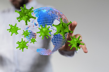 mikro digital epidemic corona virus nCoV , Novel Coronavirus 19-NCP. nCoV denoted is...