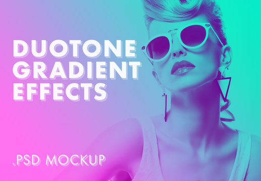 Duotone Gradient Photo Effect Mockup Set