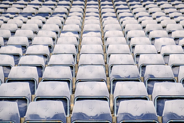 Navy blue amphitheater in football arena